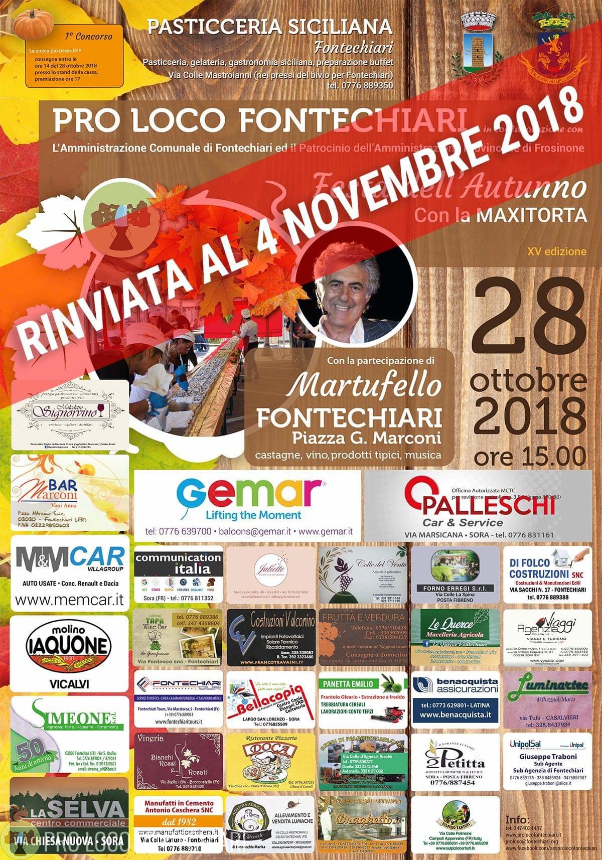 You are currently viewing RINVIATA!!! Festa dell’Autunno con MAXITORTA